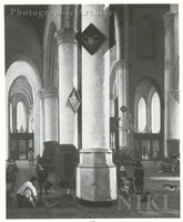 Interior of the Nieuwe Kerk in Delft with a Grave Digger at Work