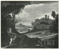 Classical Landscape with Figures on a Path, a Town beyond