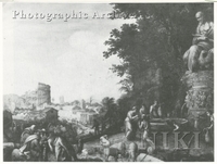 Eliezer and Rebekah at the Well with a Capriccio View of the Colosseum beyond