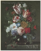 Flowers in a Glass Vase on a Ledge