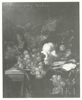 Still Life with Oysters, Grapes, Peaches and a Rummer on a Draped Table