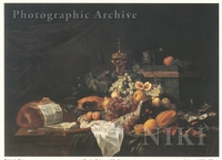 Still Life with Fruit, Oysters, a Pie, a Watch and Musical Instruments