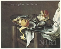 Still Life of Oysters, a Loaf of Bread and an Orange on a Pewter Dish