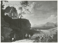 Hilly River Landscape with Ruins, and Figures in the Foreground