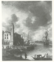 Capriccio Harbour Scene with a Man-of-war and Other Shipping