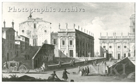 View of Santa Maria d'Aracoeli, the Cordonata and the Piazza del Campidoglio in Rome