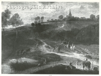 Extensive Landscape with Travellers on a Path near a Pond