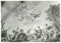 Allegory of Astronomy Including Portrait Images of Galileo Galilei and Amerigo Vespucci