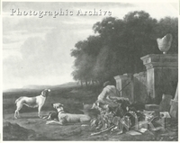 Huntsman and His Dogs Resting in a Southern Landscape