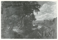 Extensive Wooded River Landscape with Muleteers
