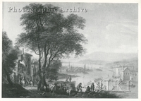 Rhine Landscape with Peasants and Cattle, Fishermen and Horsemen outside an Inn