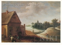 River Landscape with Cardplayers outside an Inn