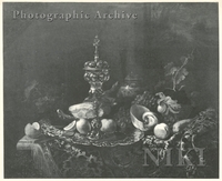 Still Life with a Ham, Fruit and a Nautilus on a Table Partly Covered by an Oriental Rug