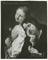 Girl with Glass and Young Man Sleeping