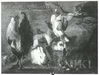 Still Life of Poultry with Rabbits and a Cat