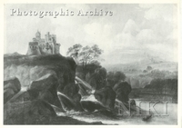 Hilly Landscape with a Waterfall