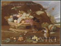 Still Life of Fruit in a Basket with a Monkey