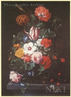 Flowers in a Glass Vase on a Ledge