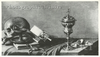 Still Life with Shells, Cup, Rummer, Books, Skull, and a Compass on a Table