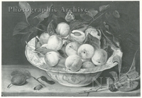 Still Life of Apricots in a Blue and White Chinese Bowl with Other Fruits on a Table