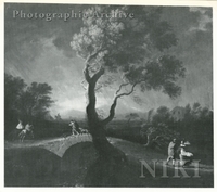 Stormy Wooded Landscape with Figures on a Path by a Bridge