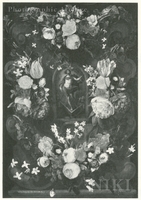 Garland of Flowers, Surrounding a Medaillon Depicting the Resurrection of Christ