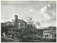 Italianate River Landscape with a Castle and Figures on a Path