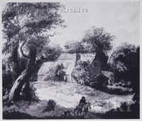 Wooded Landscape with a Cottage and a Horseman on a Path