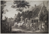 Figures and Horses outside a Farrier's
