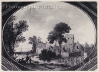 Cottages in a Landscape with a River in the Left Background