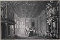 Interior of a Palatial Room with Elegant Figures Sitting at a Table