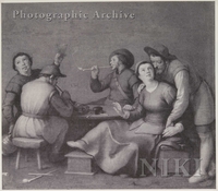 Figures Seated at a Table and Smoking Pipes