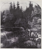 Mountainous River Landscape with a Watermill