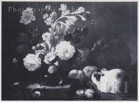Still Life of Flowers in a Glass Vase, Fruit and a Guinea-pig in the Right Foreground