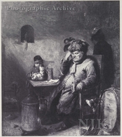 Interior with an Old Man Warming Himself at a Stove