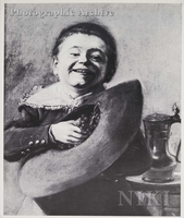 Laughing Boy Holding Grapes in a Hat