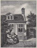 Seated Couple with a Standing Woman in a Garden