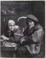 Interior with a Man Smoking a Pipe, a Woman with a White Cap Seated to the Left