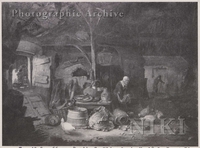 Interior of a Barn with a Woman Feeding Fowl