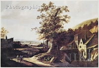 Southern River Landscape with Figures on a Path, Houses to the Right