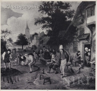 Figures Playing a Ball Game outside an Inn