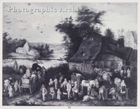 Figures and Animals near a Village in a River Landscape