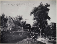 Wooded River Landscape with a Cottage, and a Wooden Bridge in the Foreground