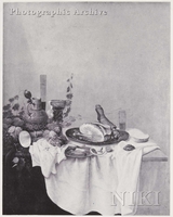 Still Life with a Ham, a Peeled Lemon, Rummers, an Overturned Beaker and Other Objects on a Table Partly Covered by a White Cloth