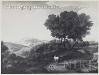 Italianate Wooded Landscape with Travellers on a Path and a Town beyond