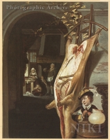 Slaughtered Pig outside a Kitchen