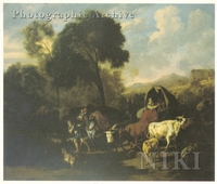 Hilly Landscape with Herdsmen and an Ox-cart