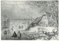 Winter Landscape with Figures on the Ice and a Cottage Nearby