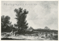 Landscape with Peasants, Travellers and Farms Surrounded by Tall Trees