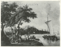 Hilly River Landscape with Sailing-ships